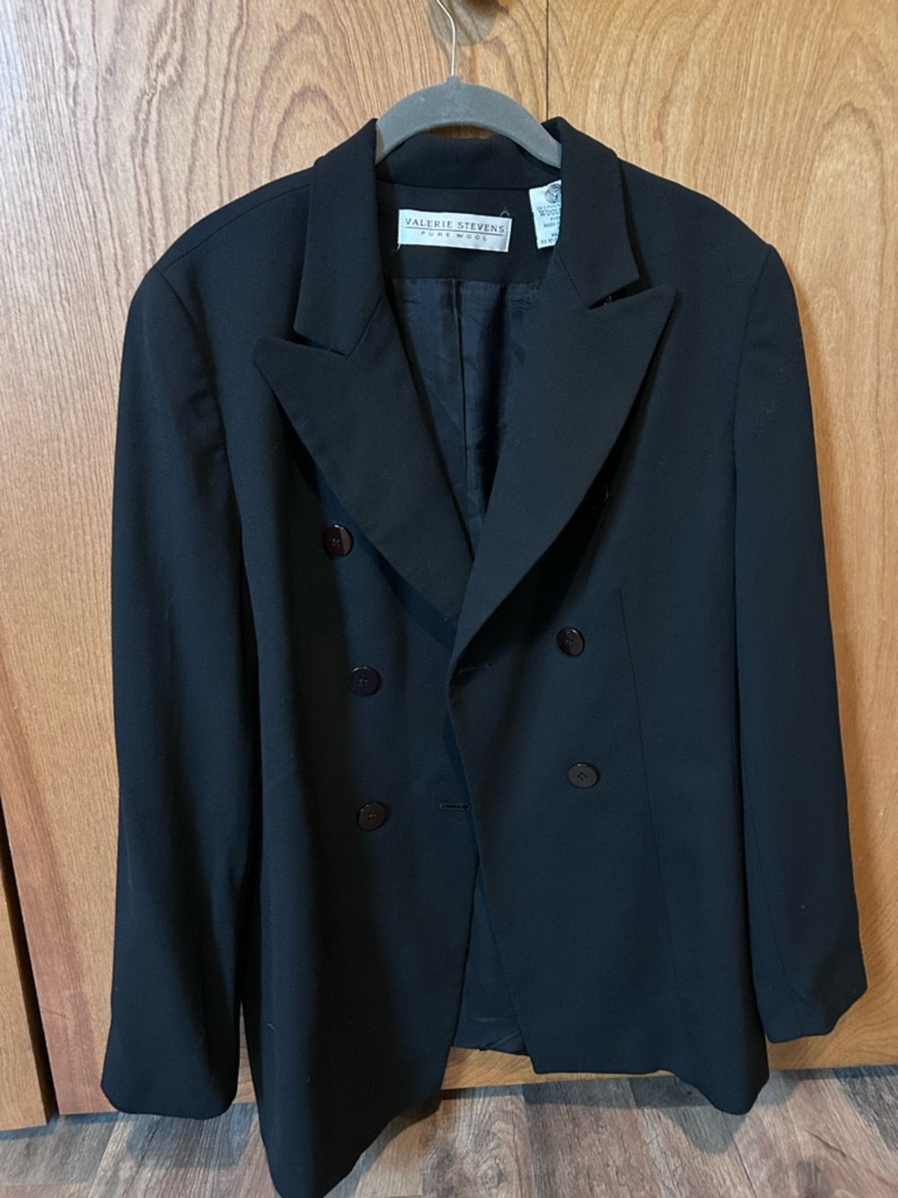 VALERIE STEVENS 100% Pure Wool Blazer Black Women’s Size 8 Business Mid-Length